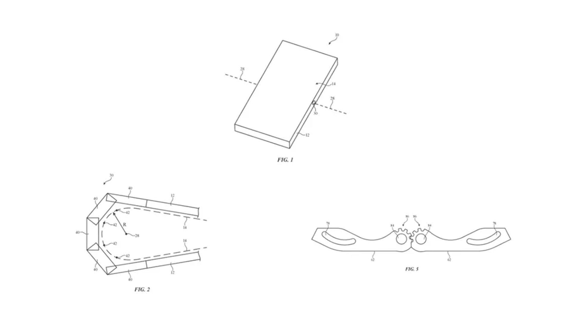 A look at the working of Apple&#039;s new hinge for foldable devices (Image via USPTO)