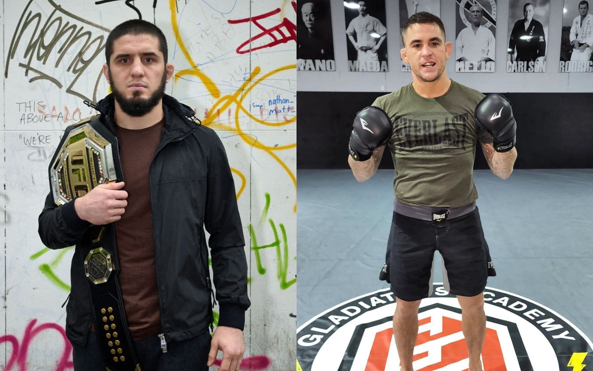 Islam Makhachev (left) will defend his lightweight title in the main event of UFC 302 against Dustin Poirier (right) [Photo Courtesy @islam_makhachev and @dustinpoirier on Instagram]