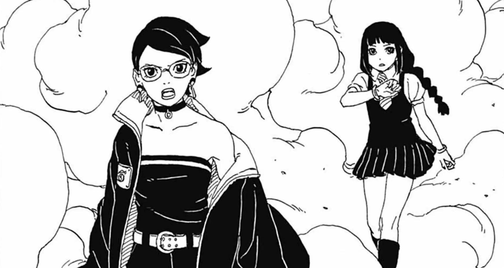 Sarada and Sumire as seen in Boruto: Two Blue Vortex chapter 10 (Image via Shueisha)