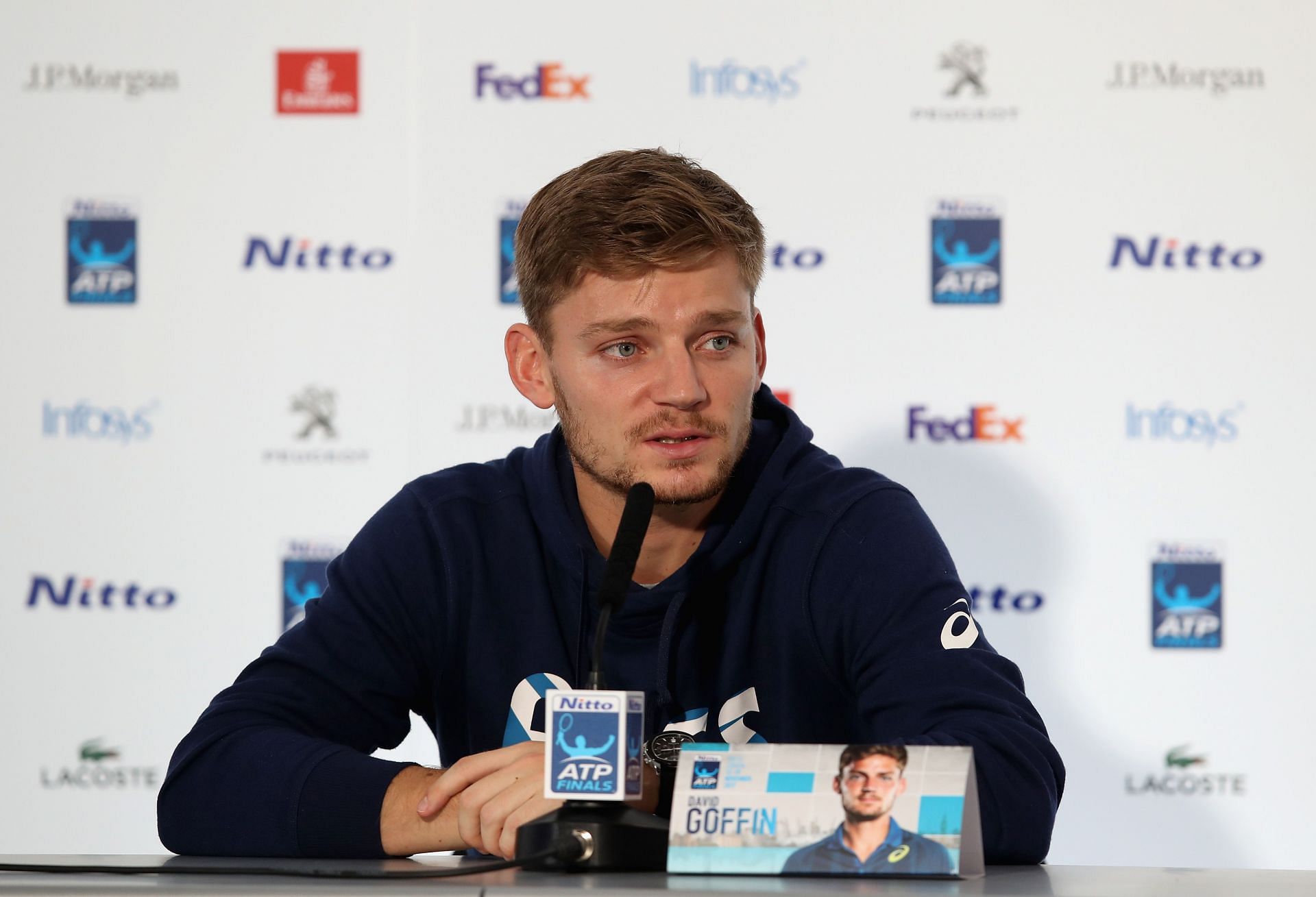 David Goffin at a press conference