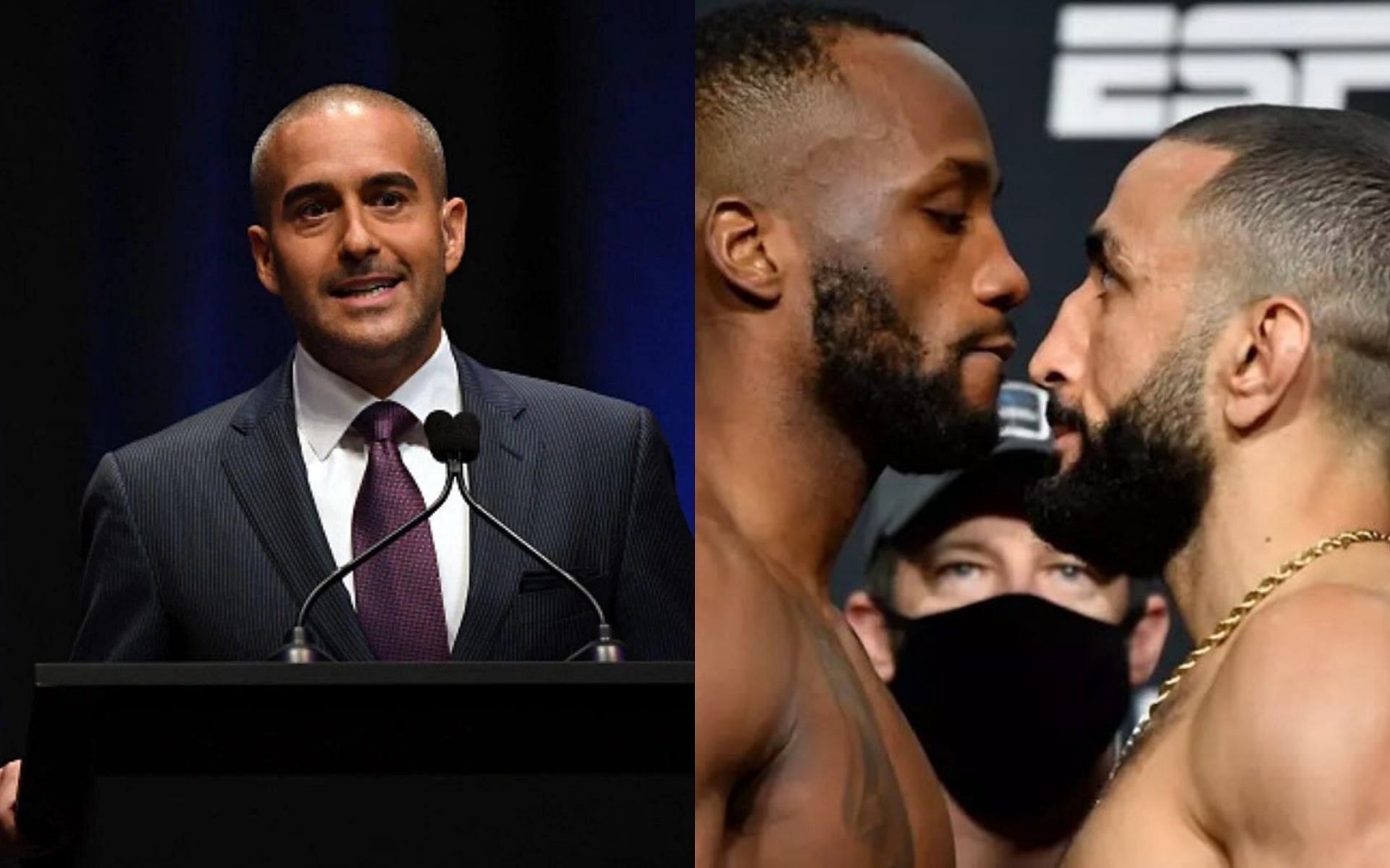 Jon Anik hints that Belal Muhammad is set to receive next title shot [Image Courtesy: Getty Images and @bullyb170 on Instagram]]