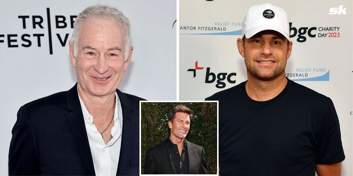 John McEnroe (L), Tom Brady (middle) and John McEnroe (R)