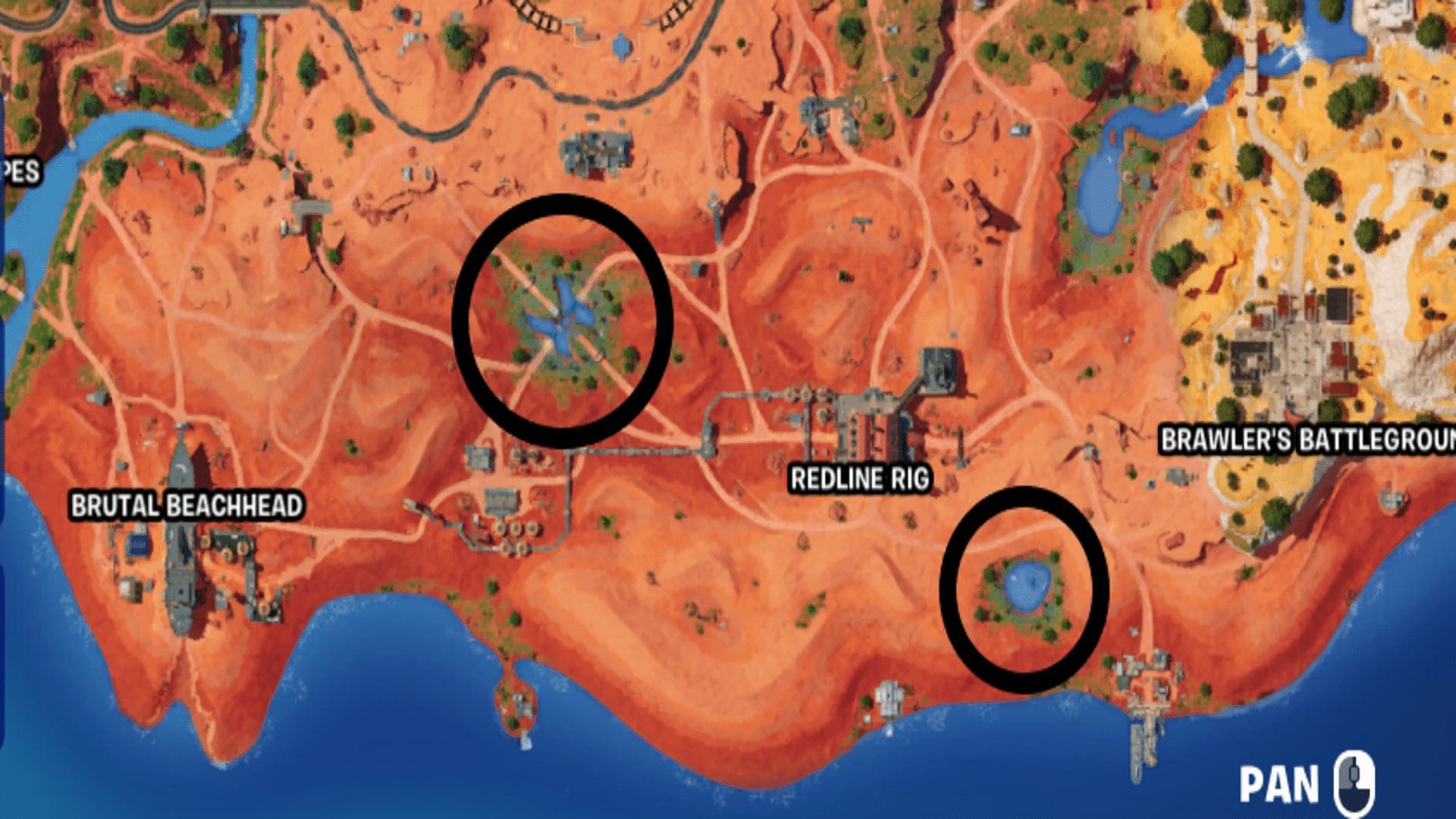 The oasis is found around the new named locations on the map of Fortnite Chapter 5 Season 3 (Image via Epic Games/ Fortnite)