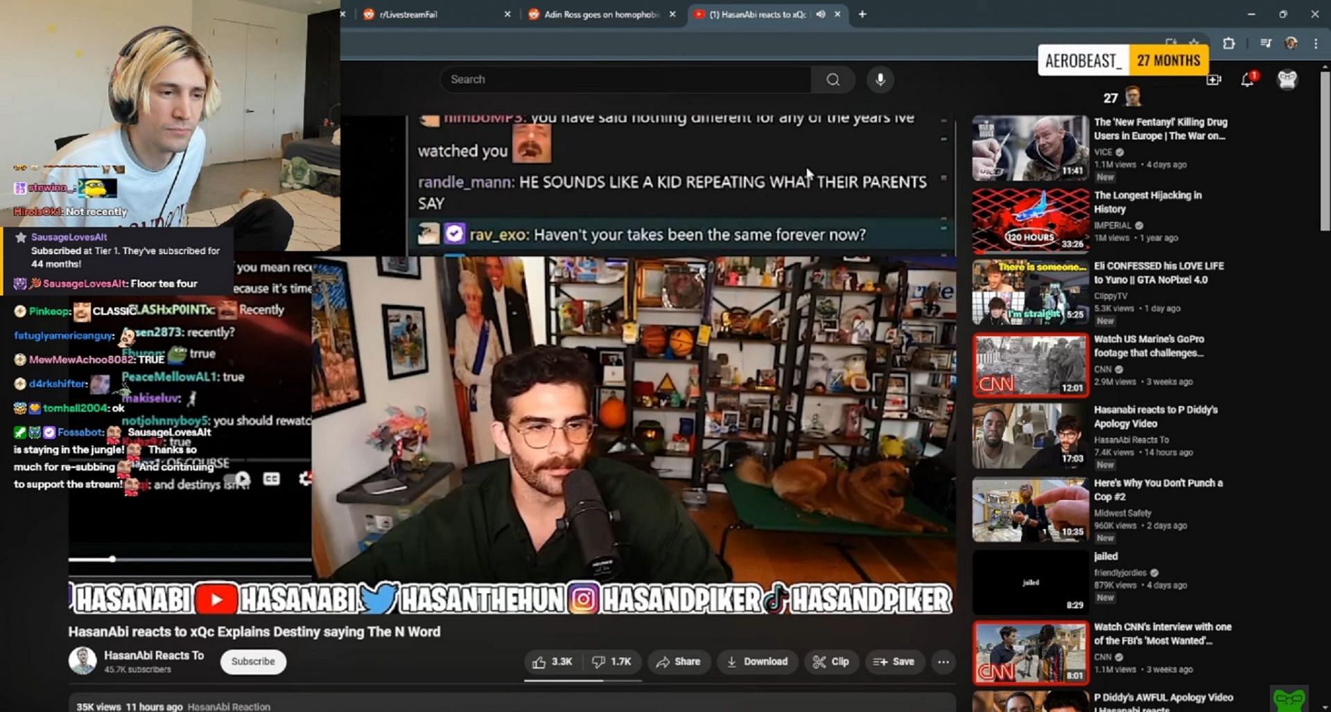 xQc labels Hasan&#039;s recent takes to be overly radicalized (Image via YouTube/xQcClips)