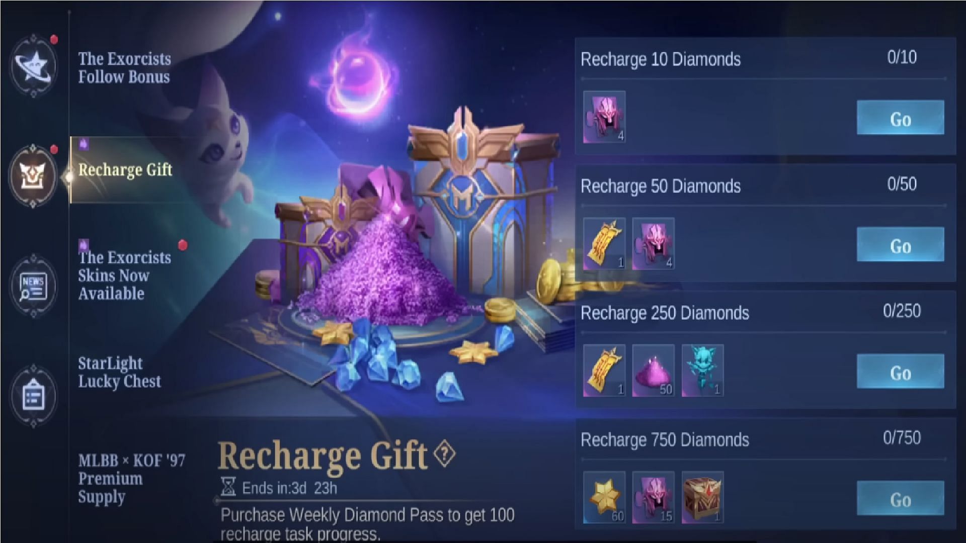 You can get two free Sigil tokens by recharging 300 Diamonds (Image via Moonton Games)