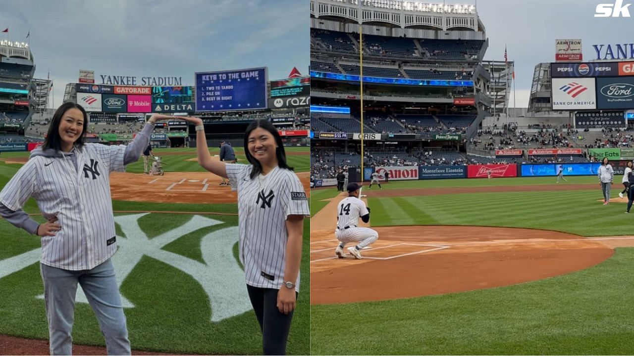 Golf stars Michelle West &amp; Rose Zhang throw impressive first pitch ahead of Yankees game. Credit: Mitchelle Wie West/Instagram