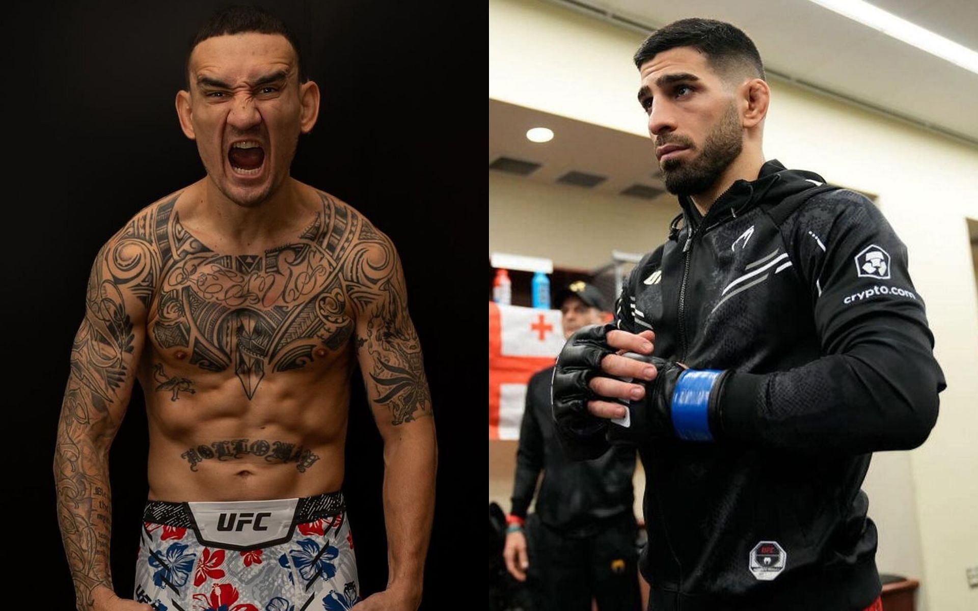 A unique Max Holloway (left) record still intact following UFC 300, believes Ilia Topuria (right) [Image courtesy @blessedmma and @iliatopuria on Instagram] 