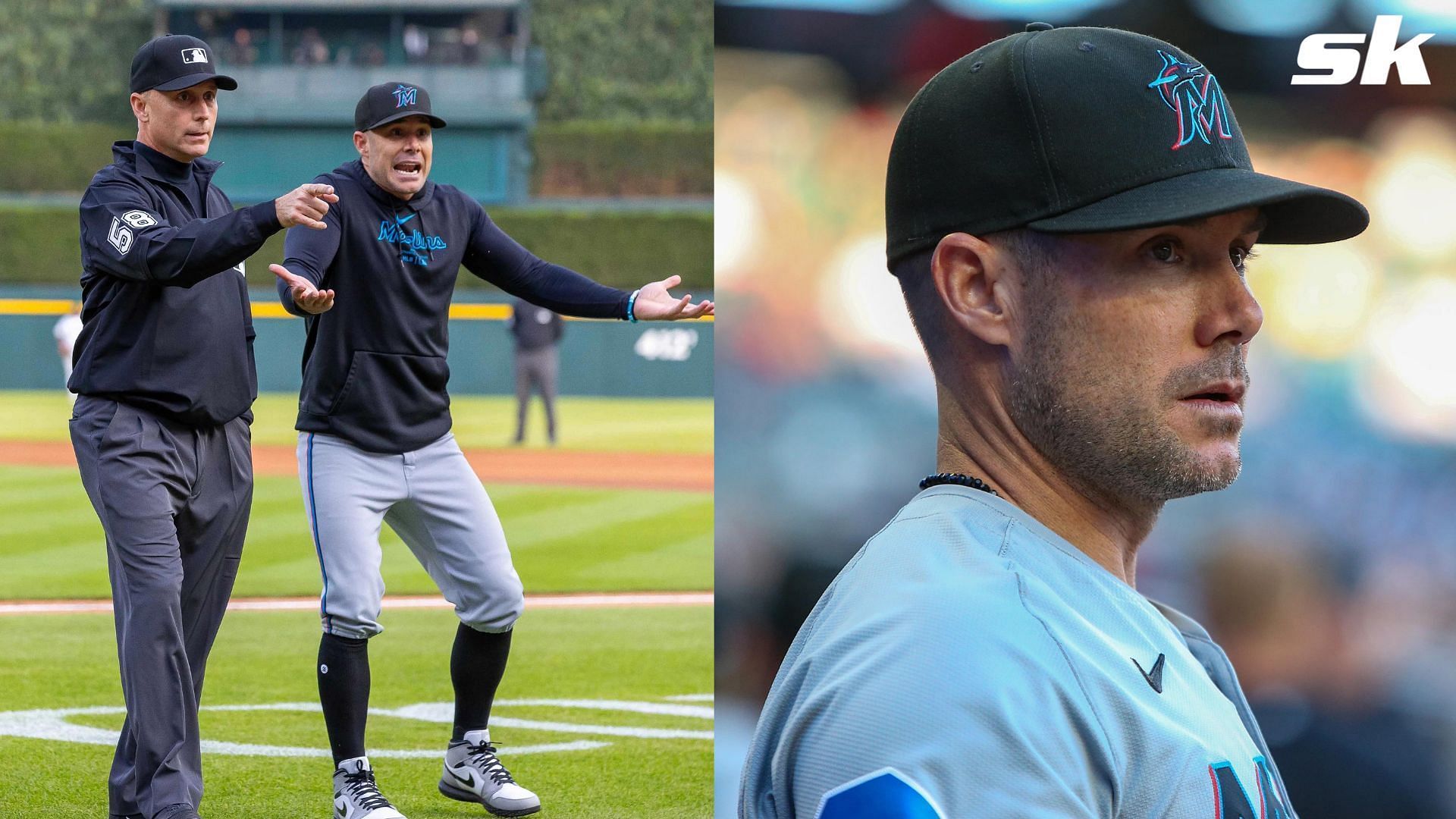 Marlins manager Skip Schumaker was nearly ejected after umpire mistakes who heckled him