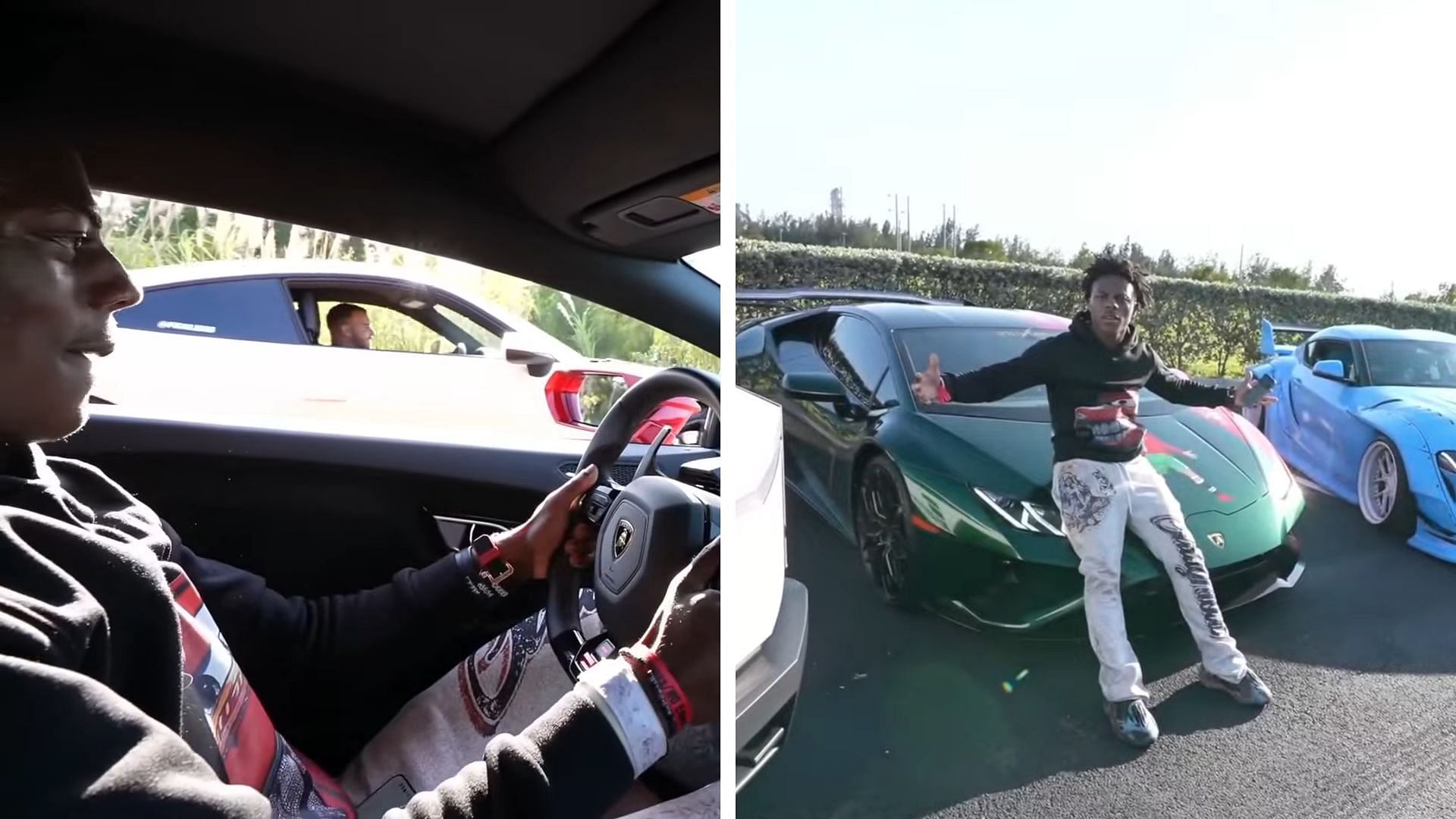 IShowSpeed racing with his Lamborghini (Image via IShowSpeed/YouTube)