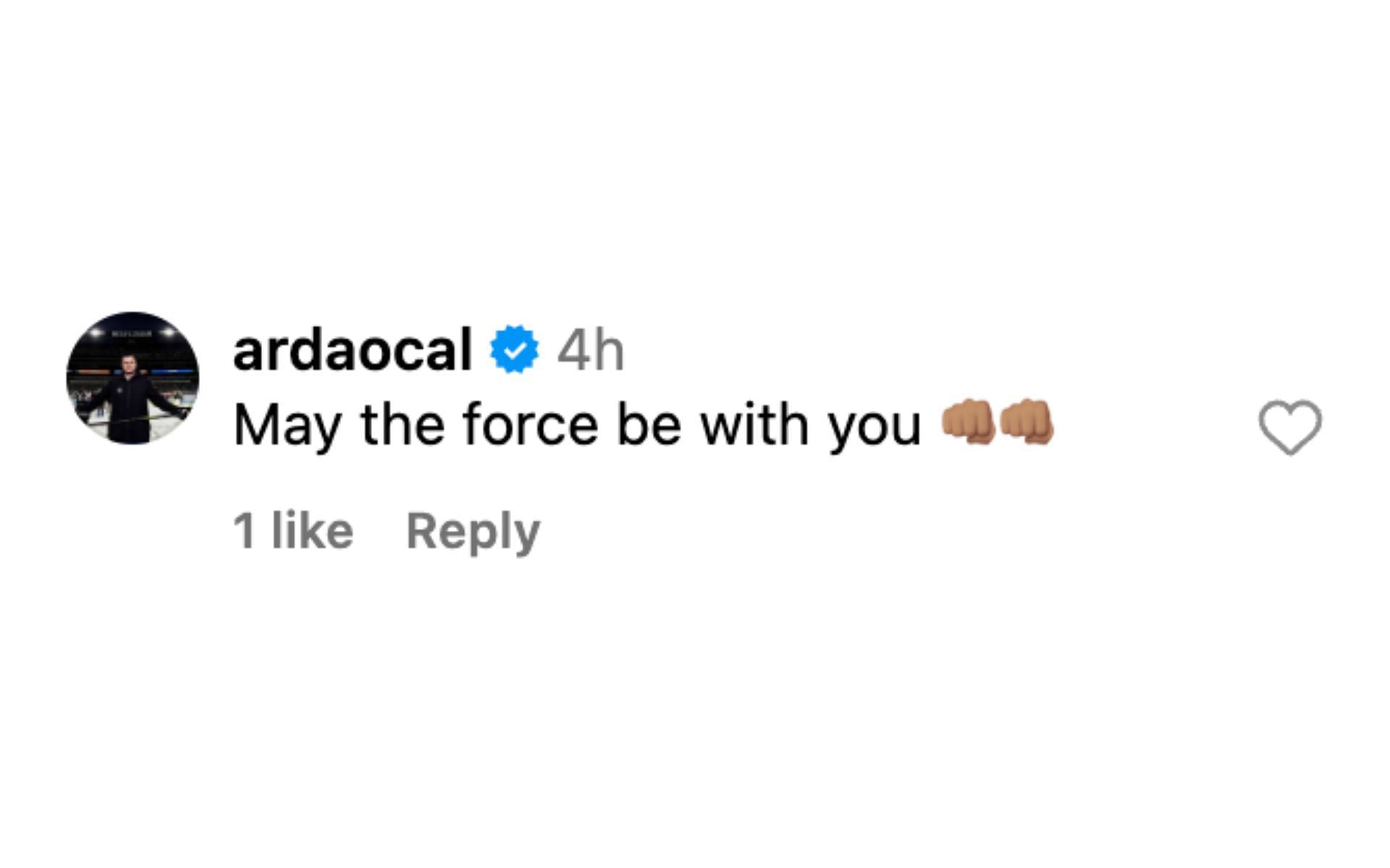 Arda Ocal wishes Grant Dawson luck at UFC 302 [via @espnmma on Instagram]