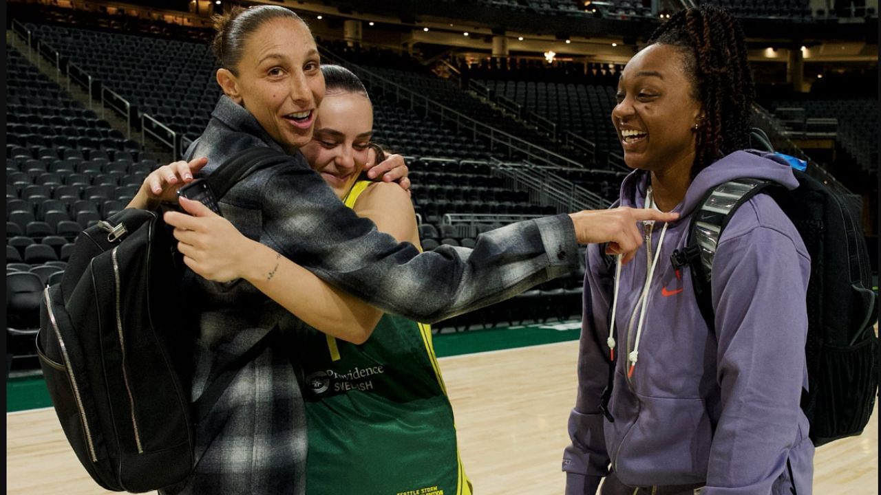 Diana Taurasi and Nika Muhl share a wholesome moment after their preseason clash