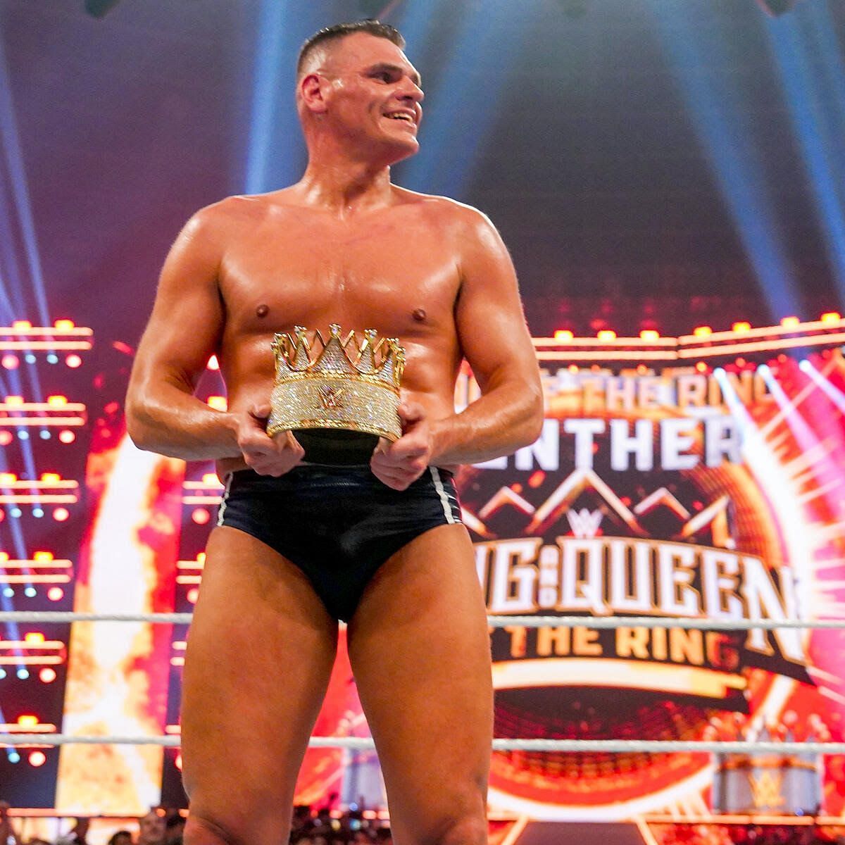 Gunther with the King of the Ring crown after his victory