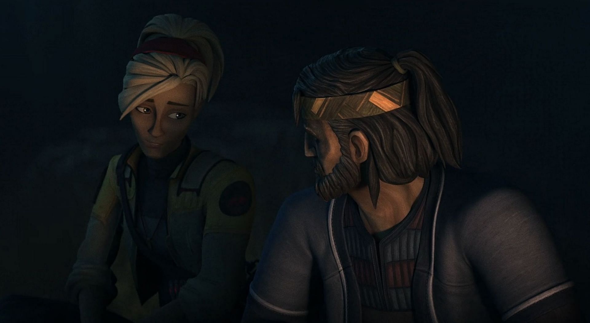 A still of Omega and Hunter from the finale episode of Star Wars: The Bad Batch. (Image via Disney+)