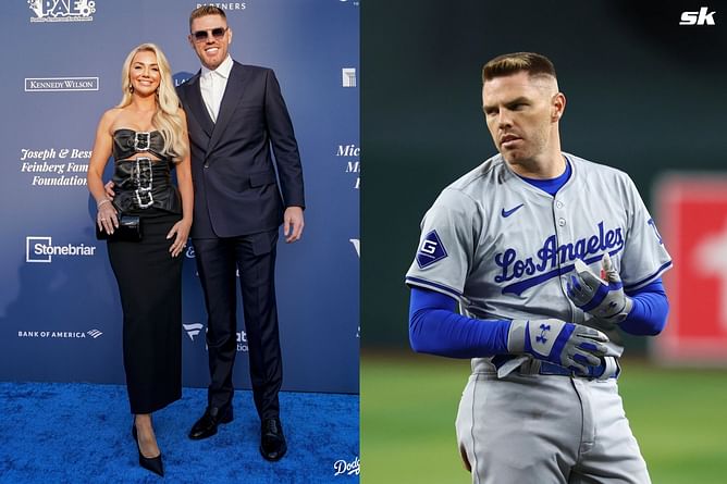 WATCH: Freddie Freeman and wife Chelsea join other Dodgers couples as they test their knowledge of each other on blue carpet