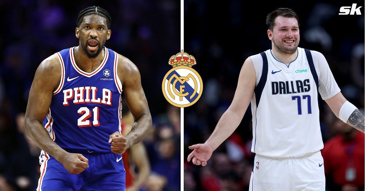 Luka Doncic and Joel Embiid react to Real Madrid