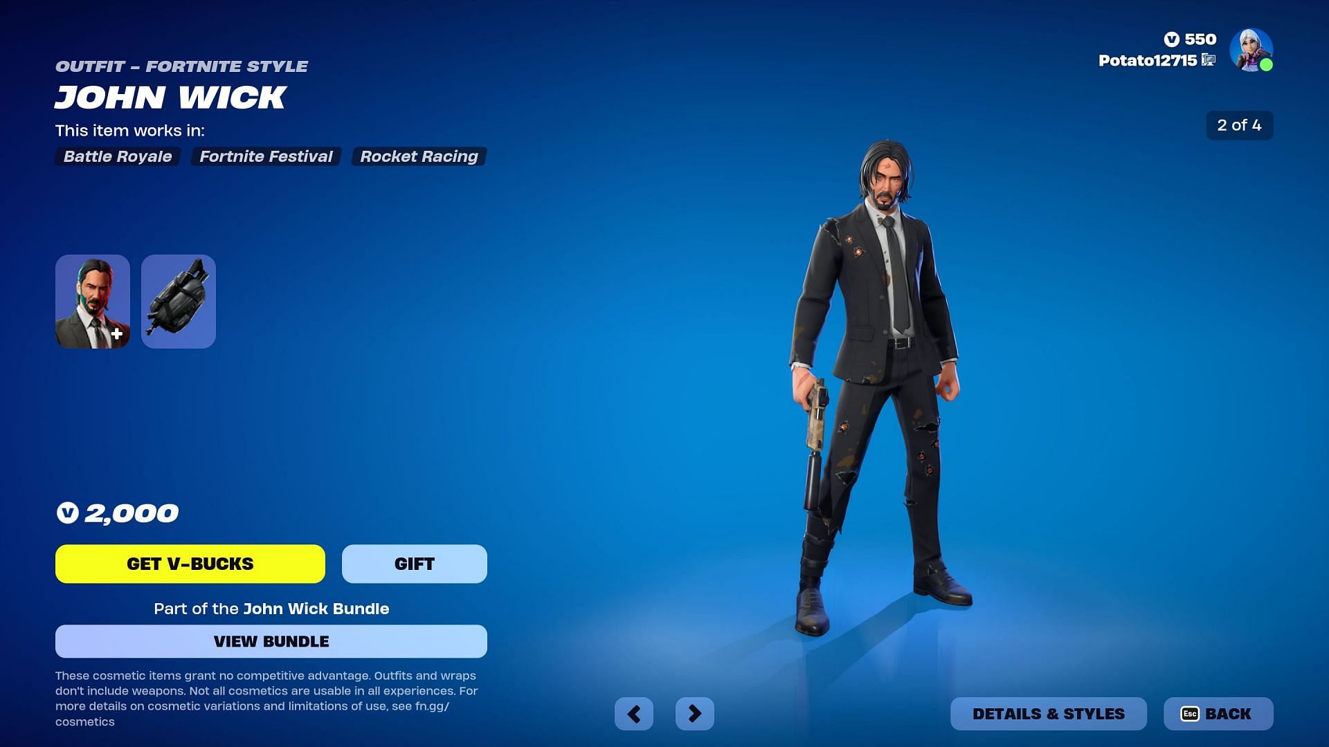 John Wick could be listed until the end of Chapter 5 Season 2 (Image via Epic Games)