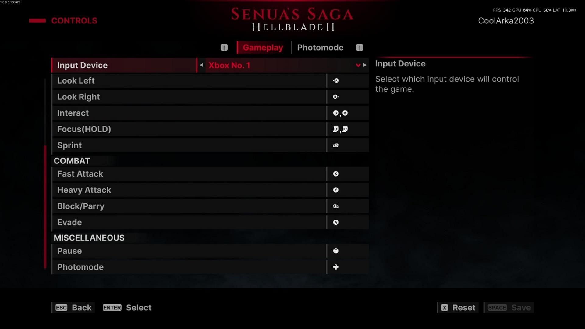 Hellblade 2 Xbox controller settings (Image via Xbox Game Studios)