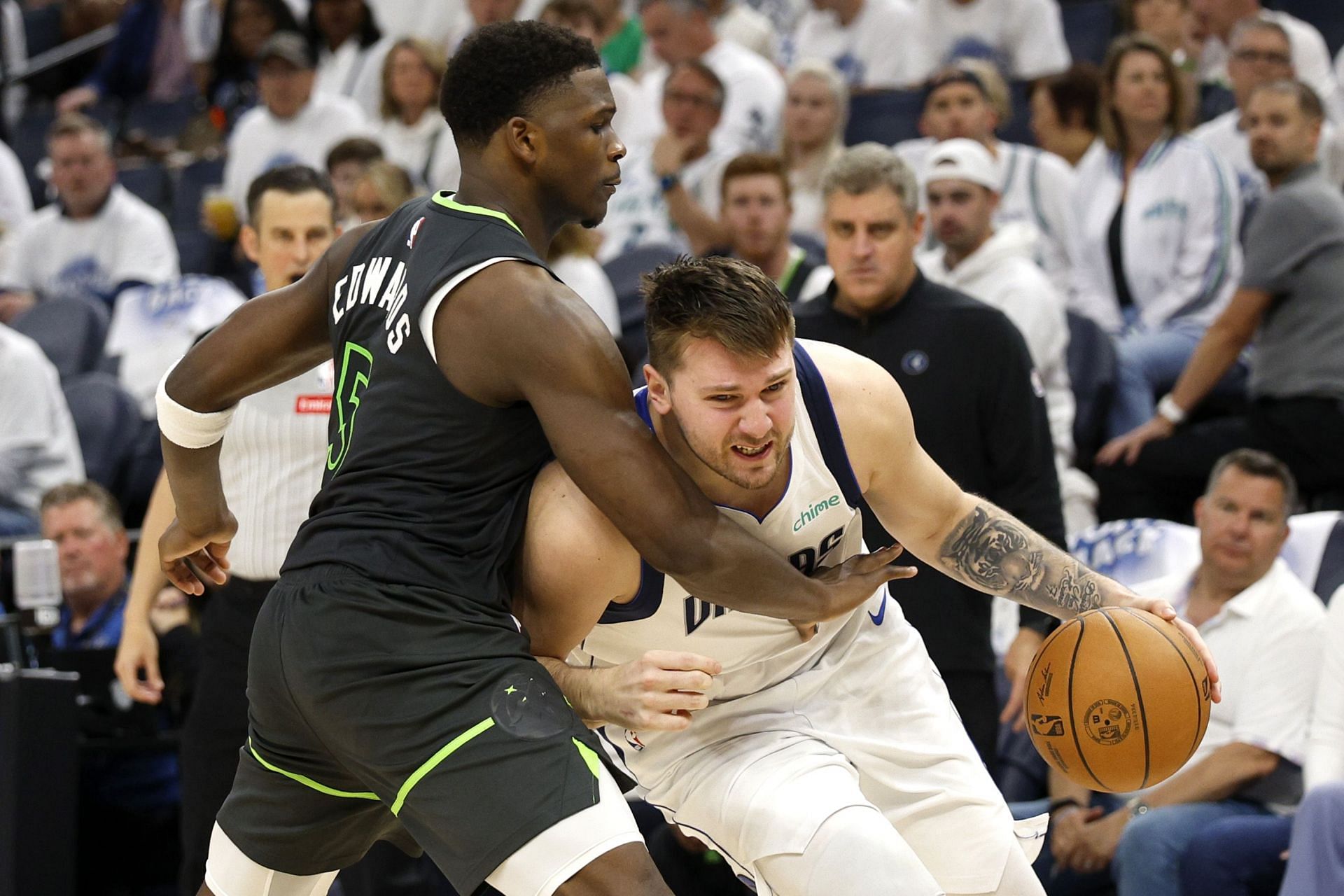 Anthony Edwards Anthony Edwards congratulated Luka Doncic and the Mavericks later in the back.