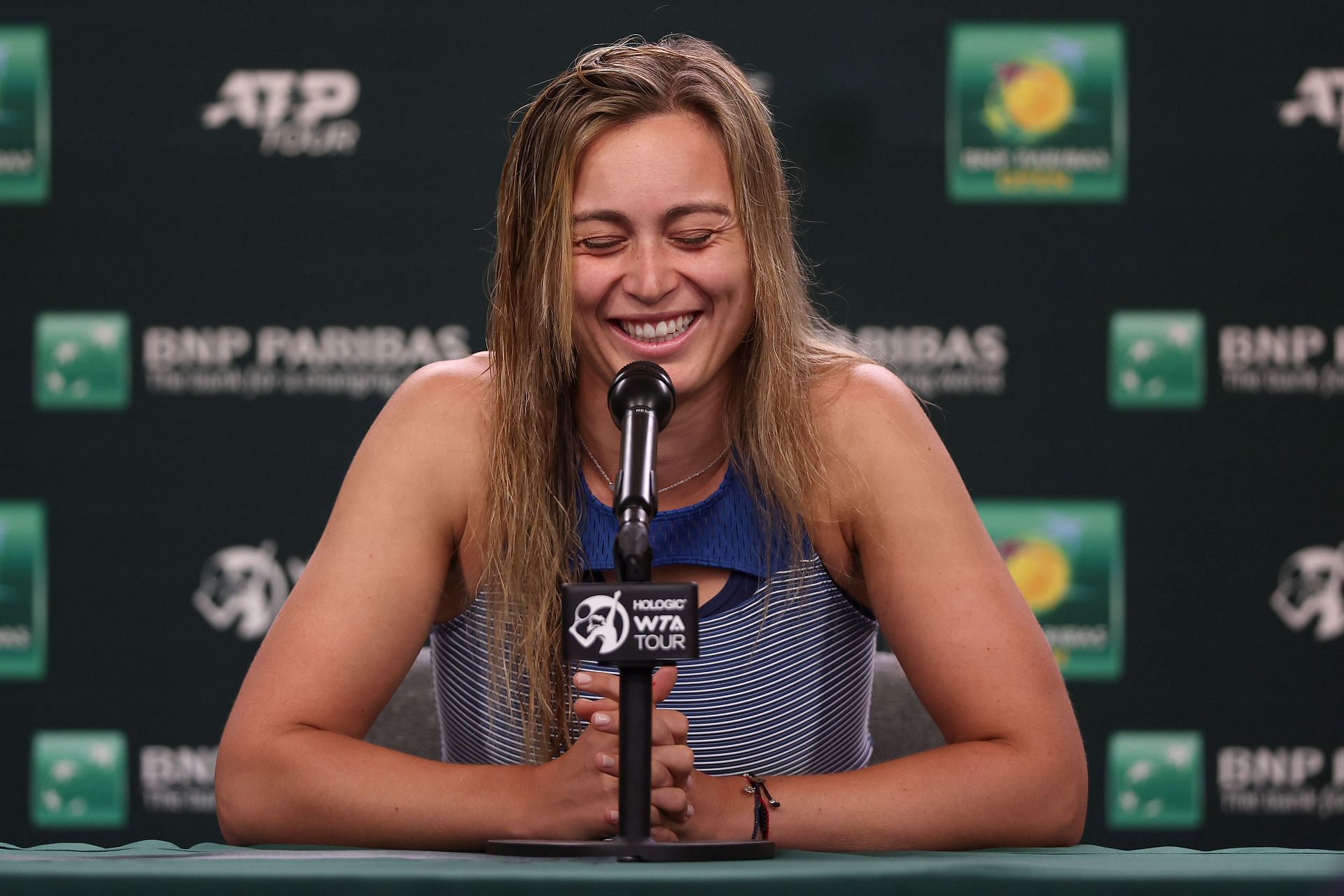 Paula Badosa at a press conference