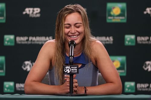 Paula Badosa at a press conference