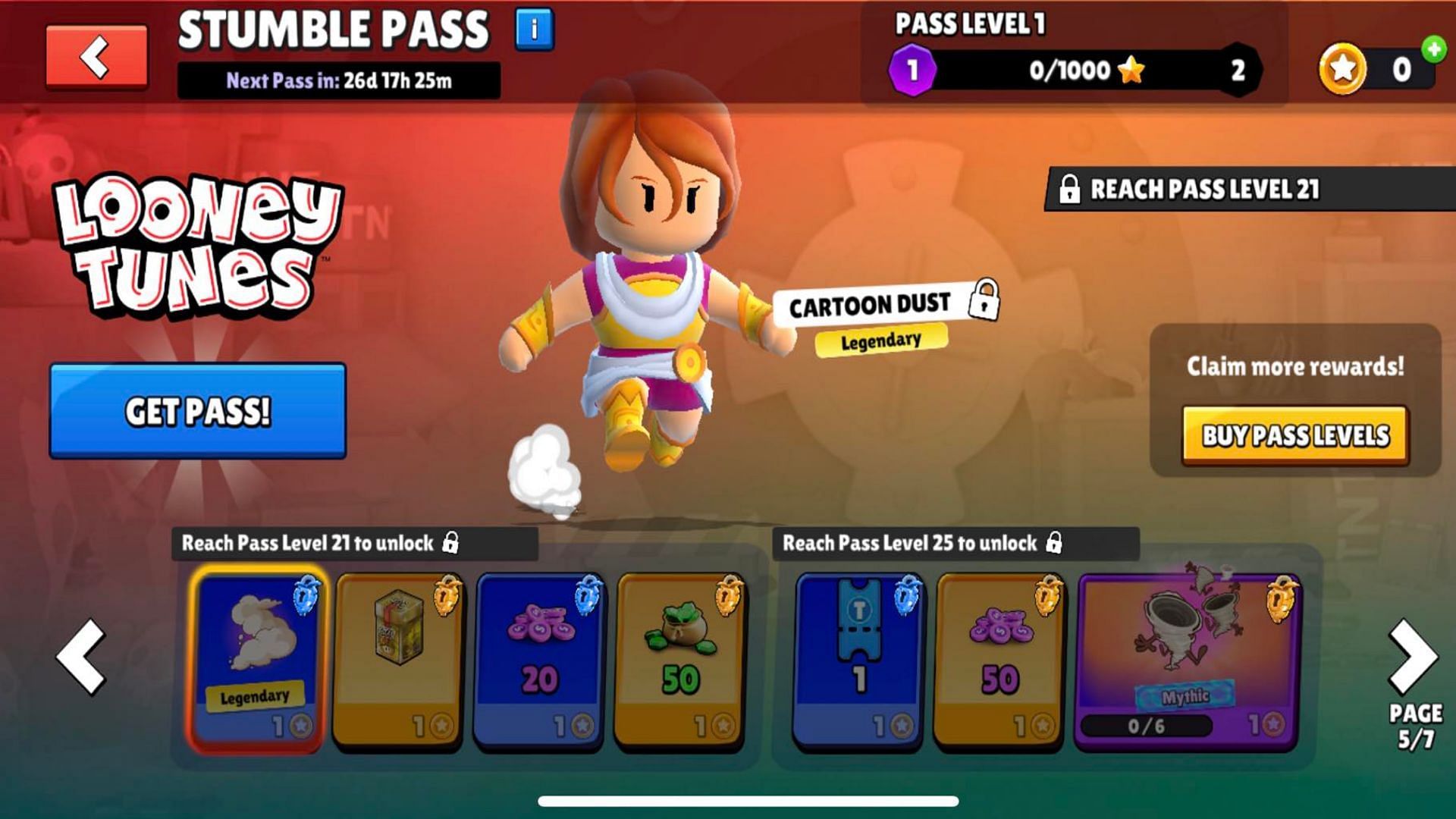 Looney Tunes Pass rewards (Image via Scopely)