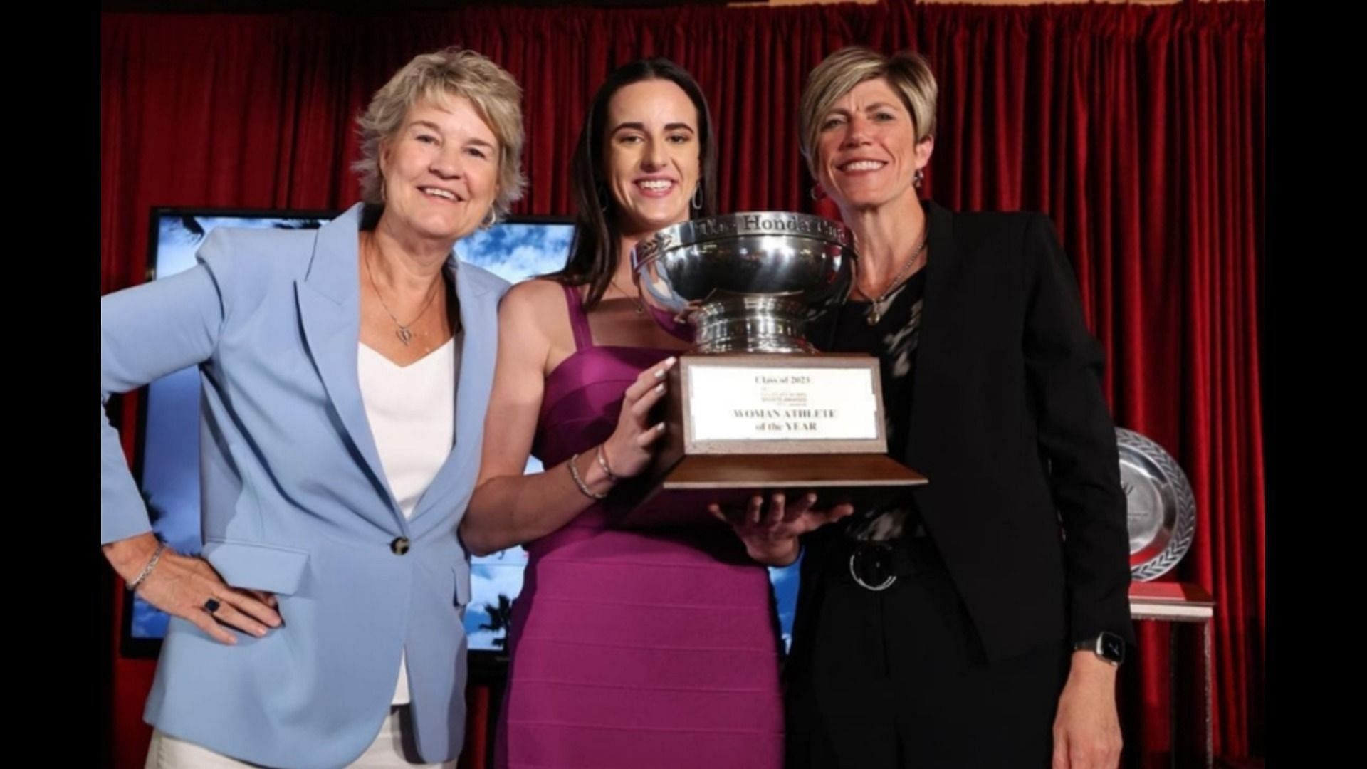 Lisa Bluder, Caitlin Clark and Jan Jensen 