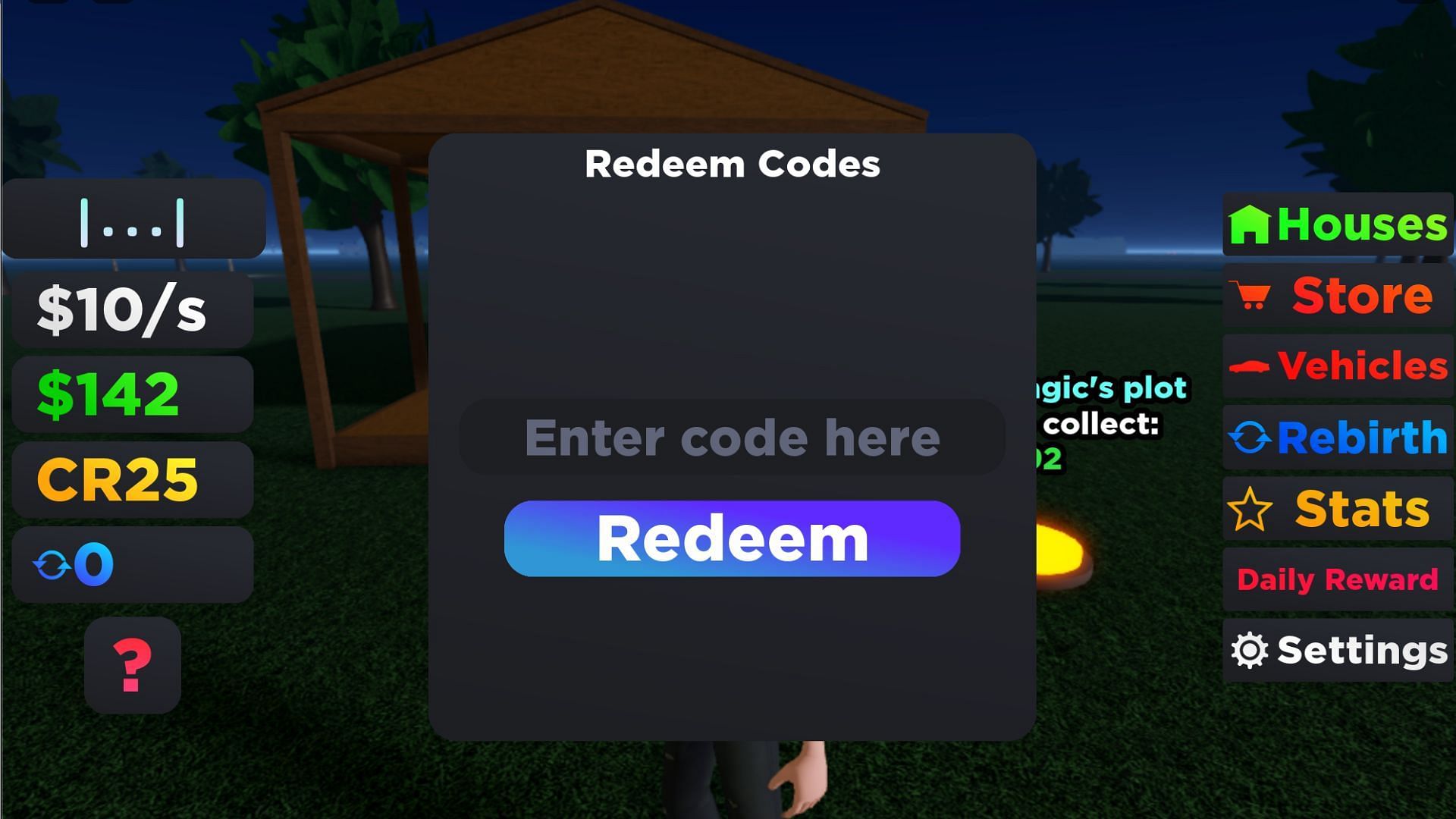 Redeem codes here (Image via Roblox)