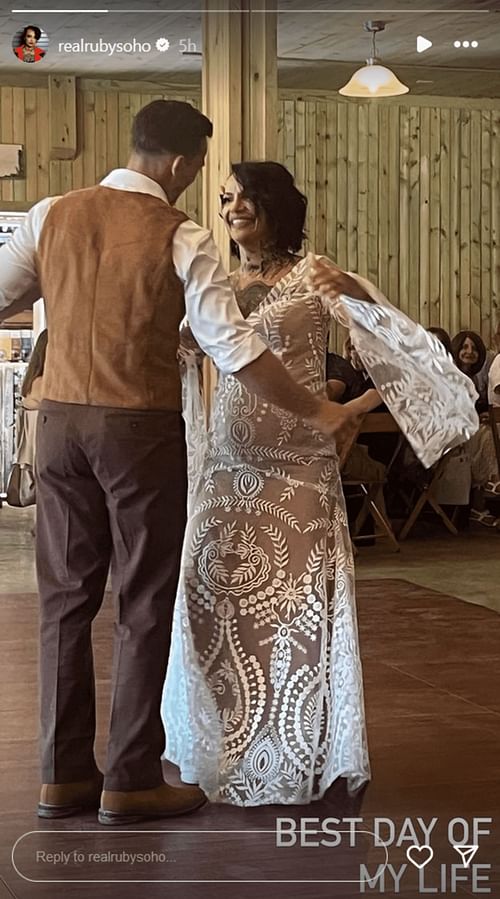 Screenshot of Ruby Soho's first dance with husband Angelo Parker posted to Instagram Stories