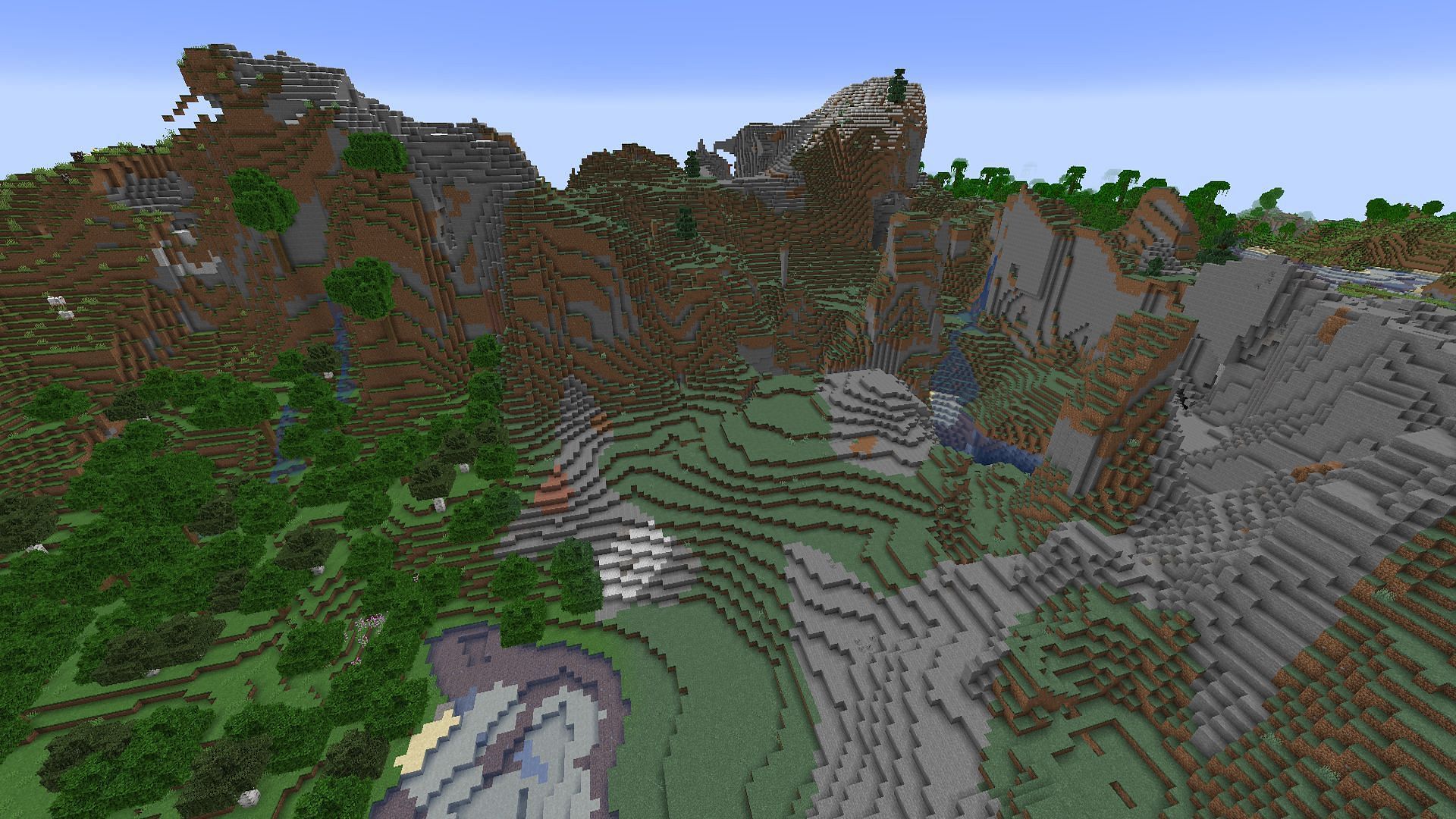 A small section of the hills found near spawn (Image via Mojang)