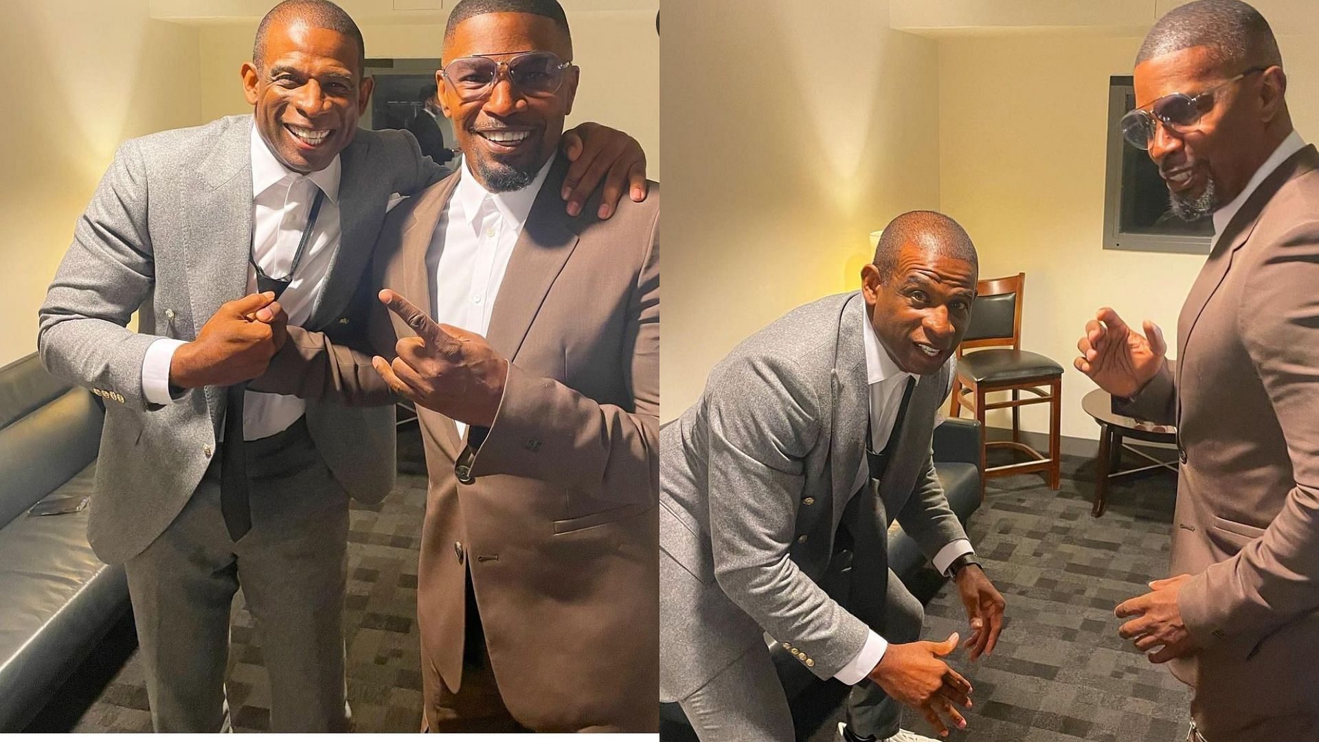 Deion Sanders with his long-time friend Jamie Fox