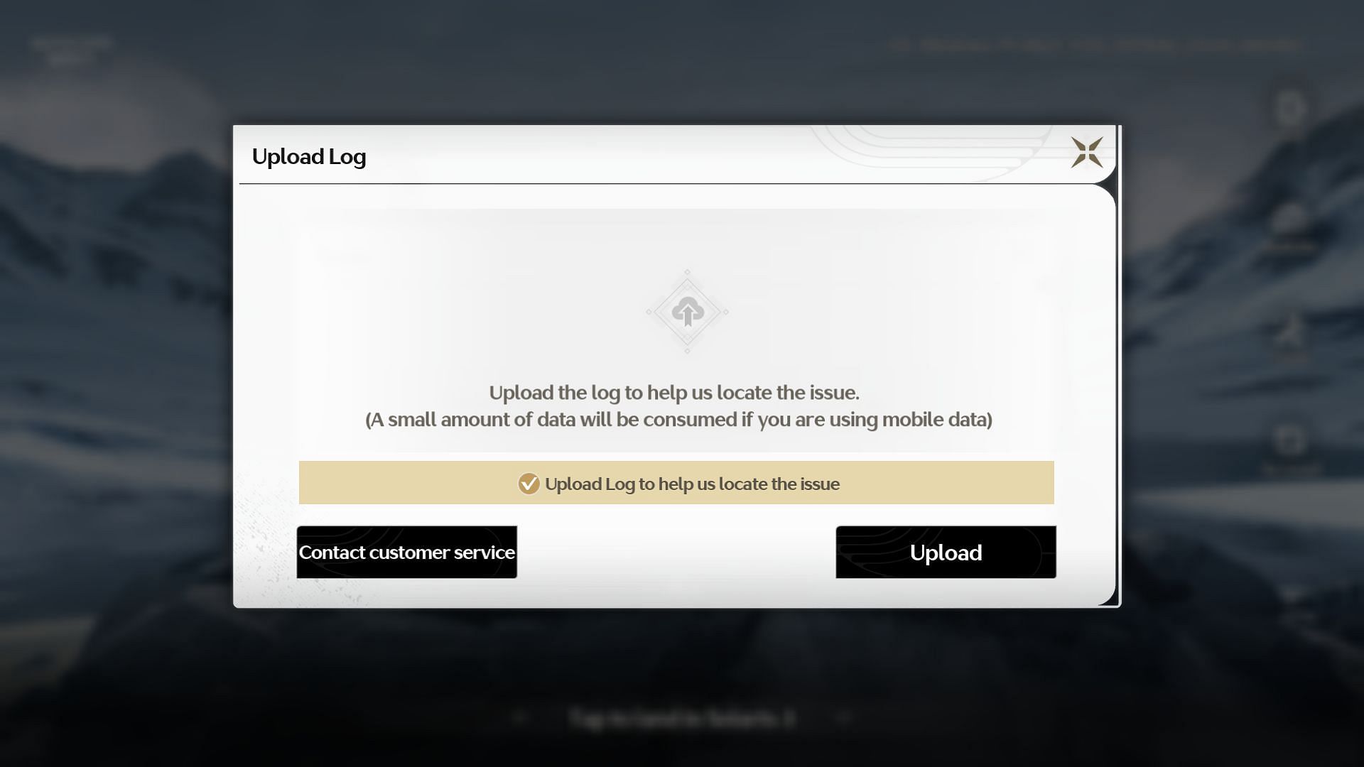 Check the option and proceed to upload the log (Image via Kuro Game Studio)