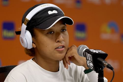 Naomi Osaka at a press conference