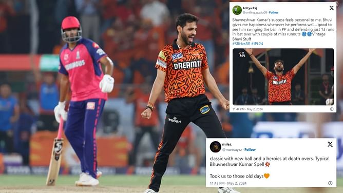 "Unreal stuff. Unreal bowler" - Fans react to Bhuvneshwar Kumar's brilliant spell in SRH's one-run win over RR in IPL 2024