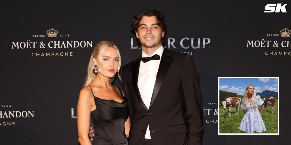 Taylor Fritz and girlfriend Morgan Riddle (Source: Getty Images) (Inset Source: Morgan Riddle