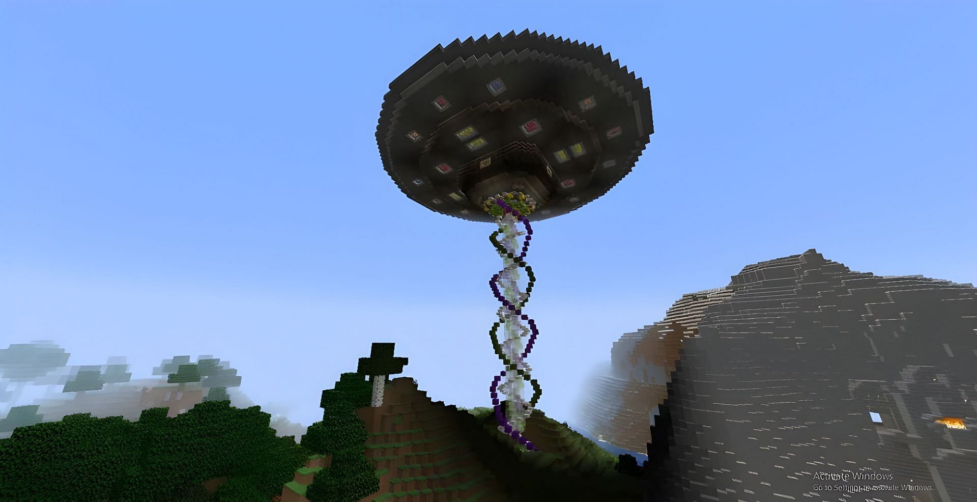 UFO builds are a fun structure to make in Minecraft (Image via Reddit/u/touchan)