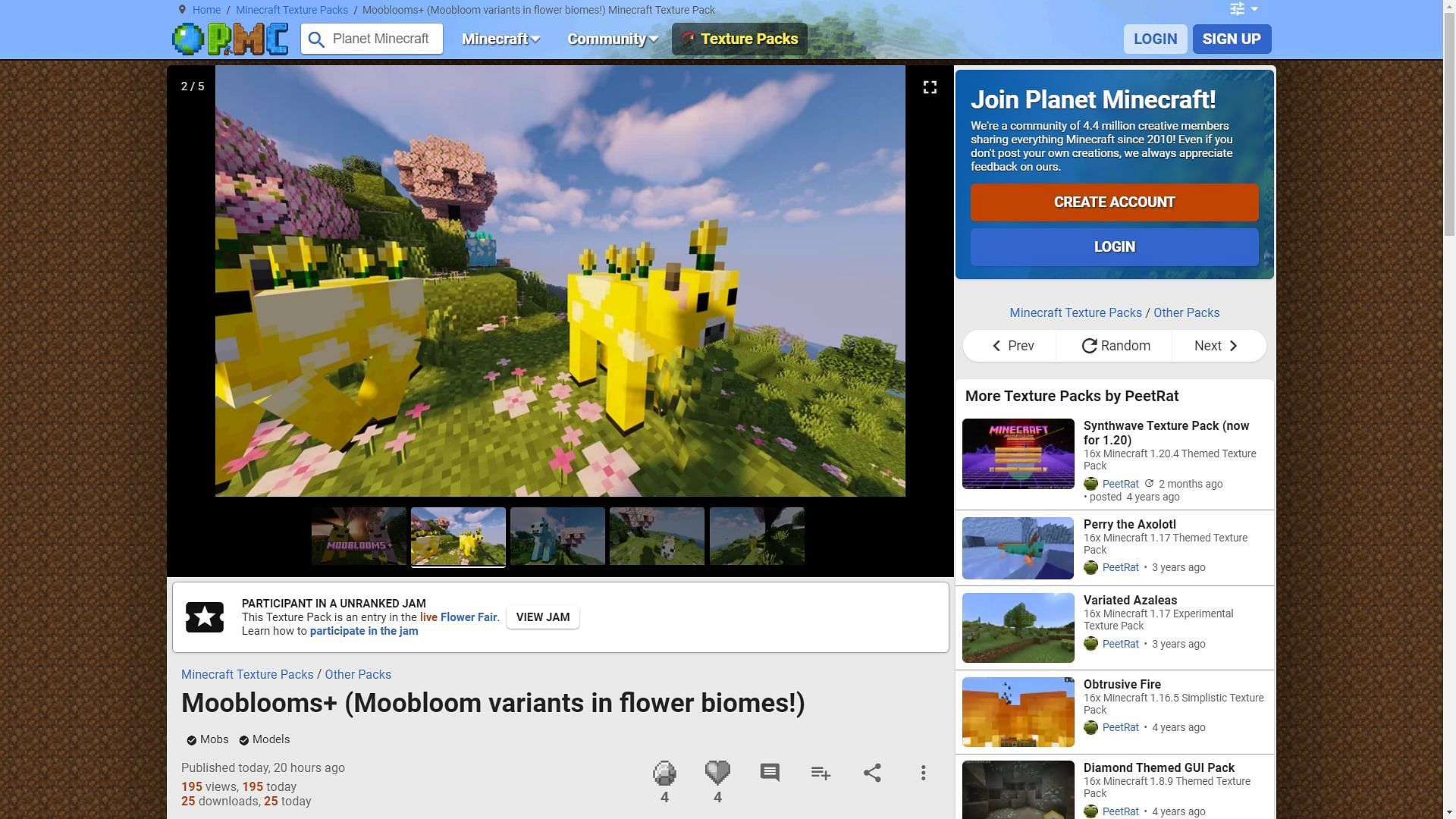 You can download the Moobloom+ texture pack from various websites (Image via PlanetMinecraft)