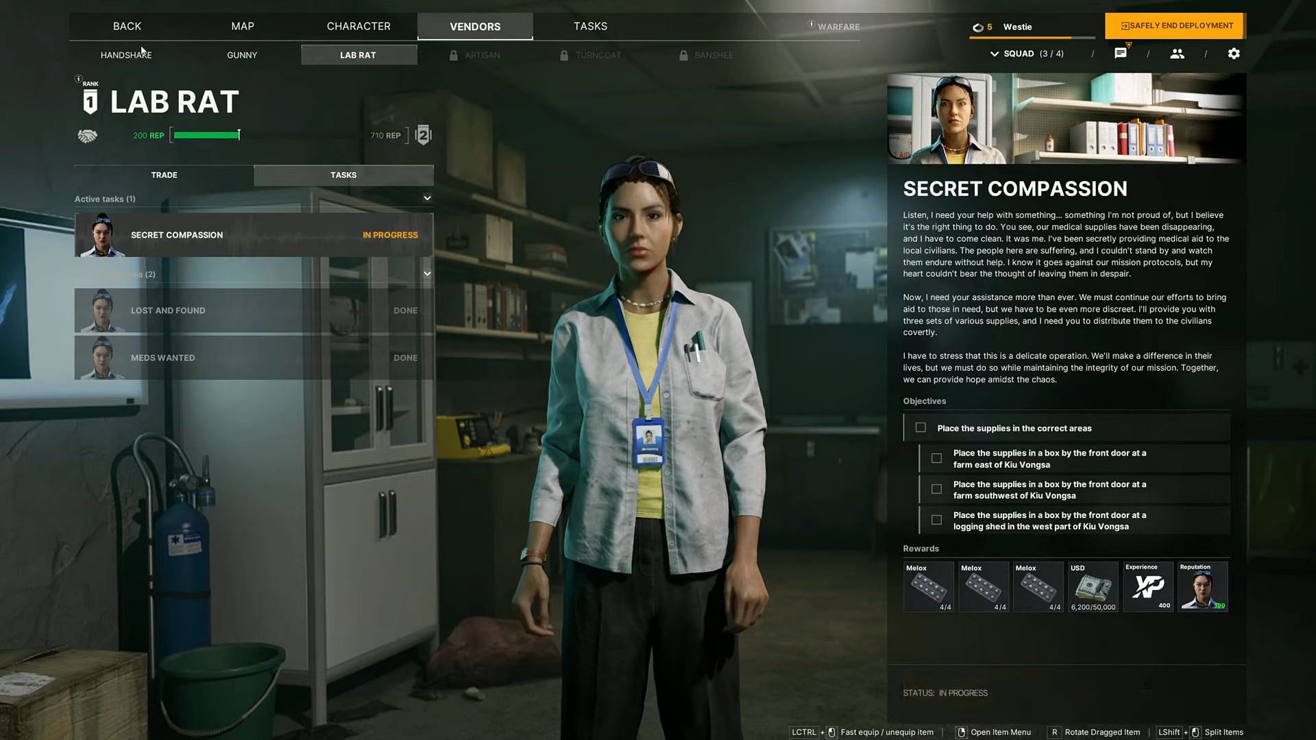 Secret Compassion mission in the game. (Image via Westie/YouTube || Madfinger Games)