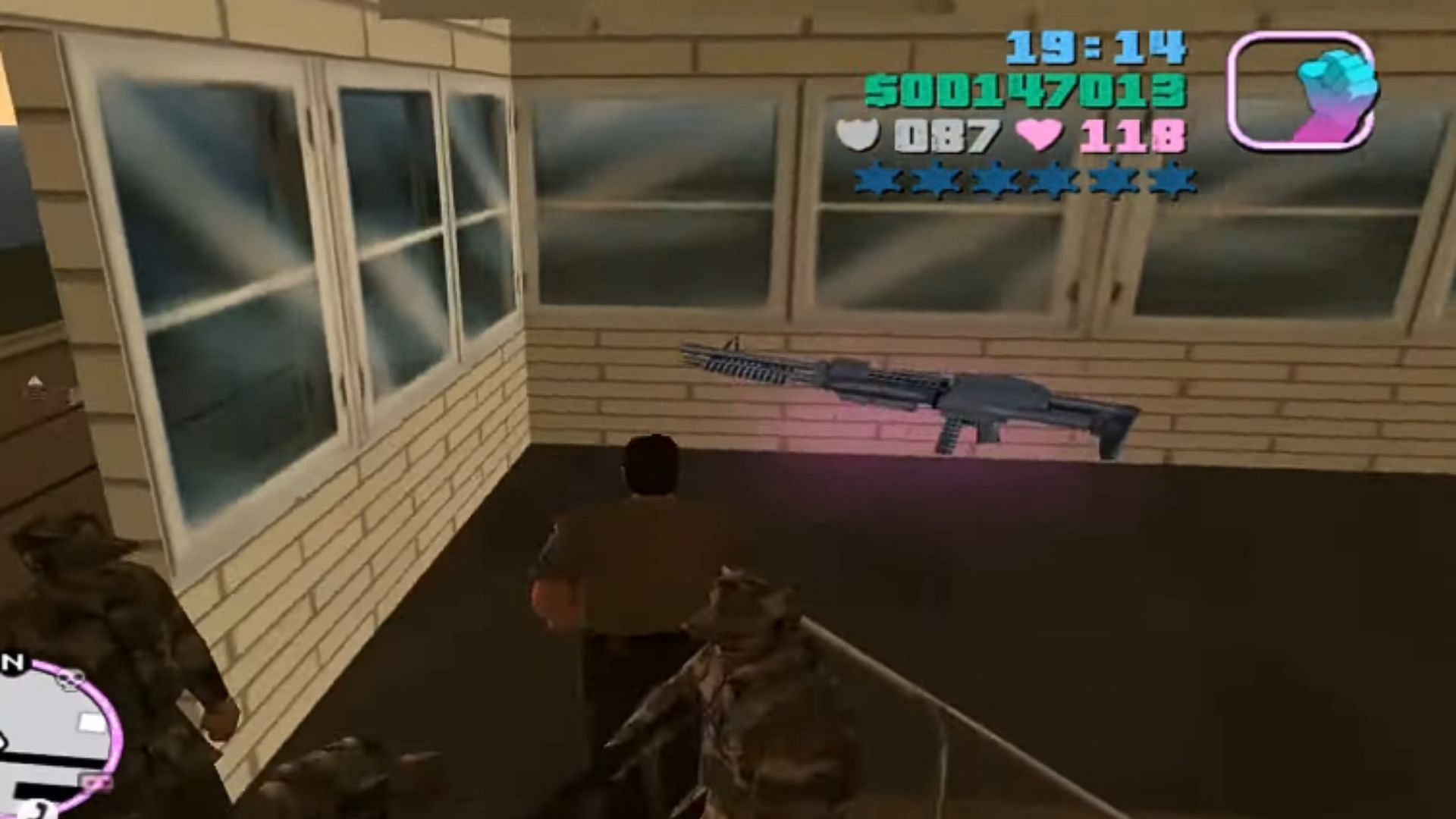 An M60 at Vice City&#039;s Fort Baxter (Image via YouTube/SmoothGTA)