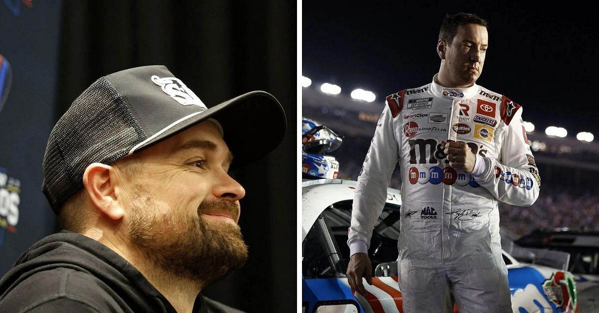 Fans react to Kyle Busch (R) venting his frustration on Ricky Stenhouse Jr.