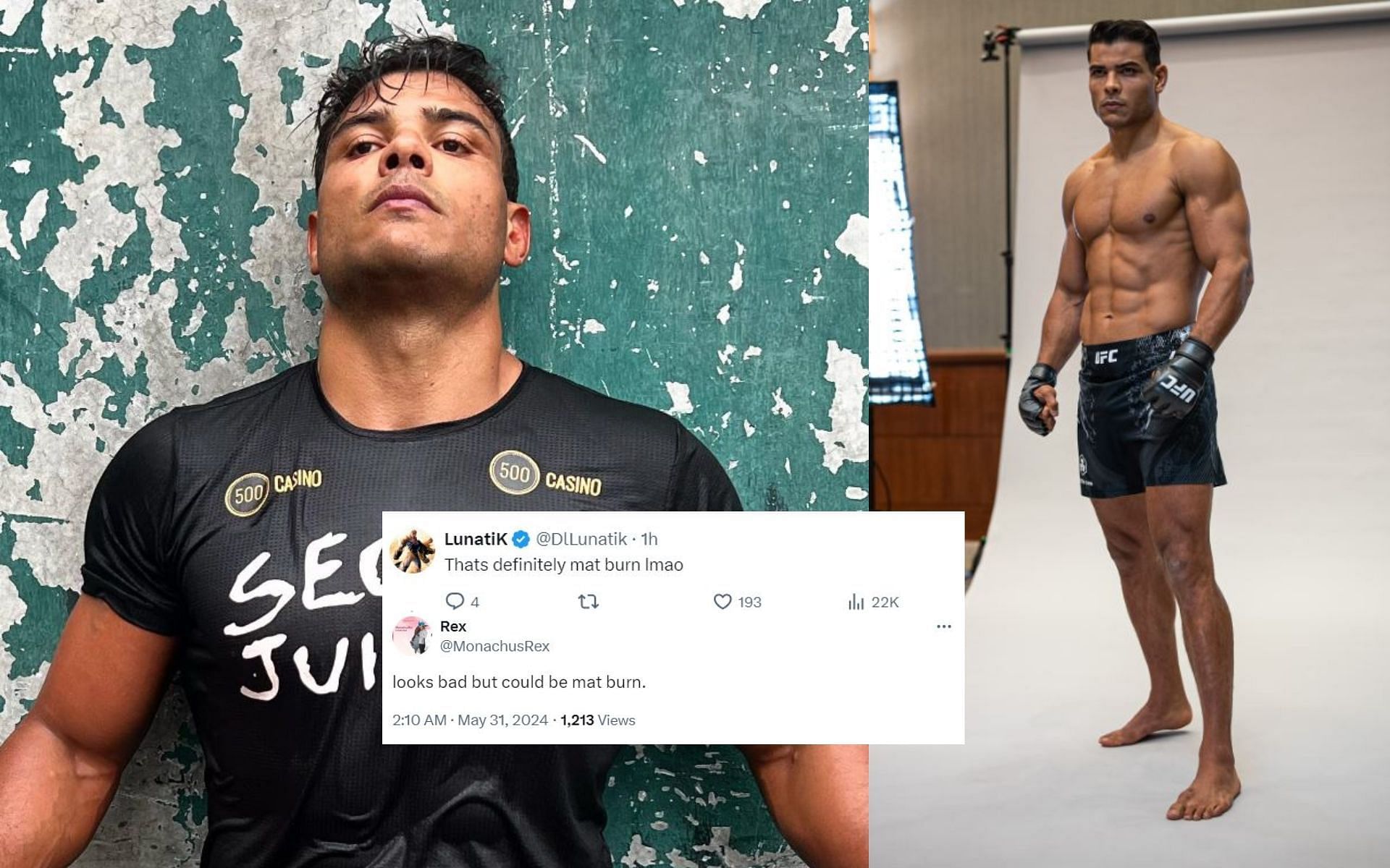 Paulo Costa mde some fans concerned on Twitter (insert) regardsing his foot. [Image credit: Paulo Costa