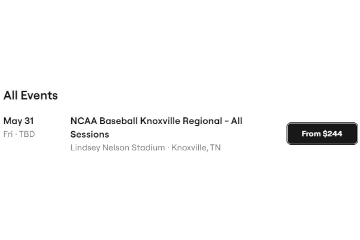 Tennessee Baseball Regional Tickets 2024 Where to buy, prices, and