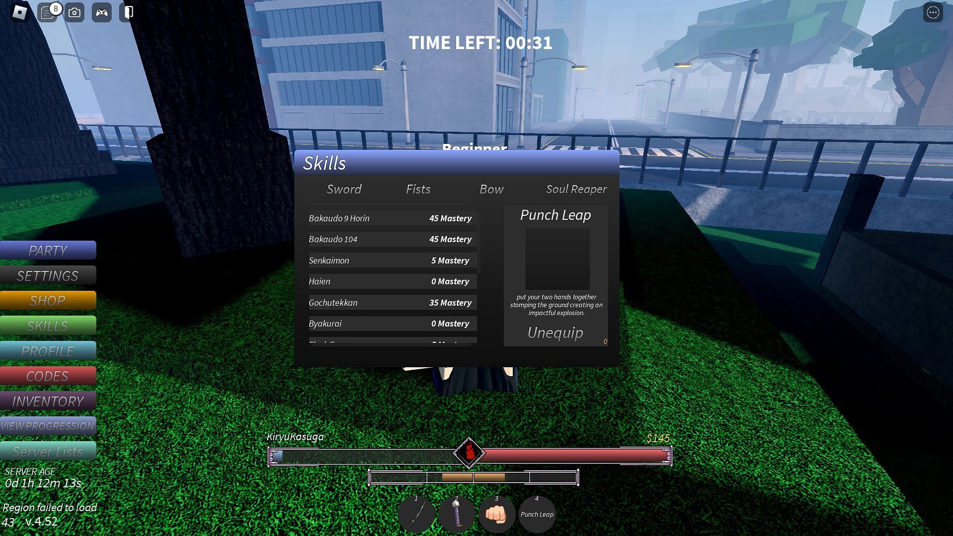 Skill trees in PM (Image via Roblox)