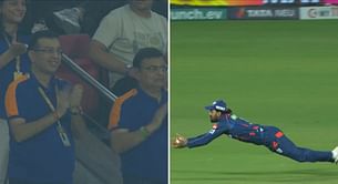 [Watch] LSG owner Sanjiv Goenka lauds KL Rahul's sharp juggling catch vs DC in IPL 2024 match
