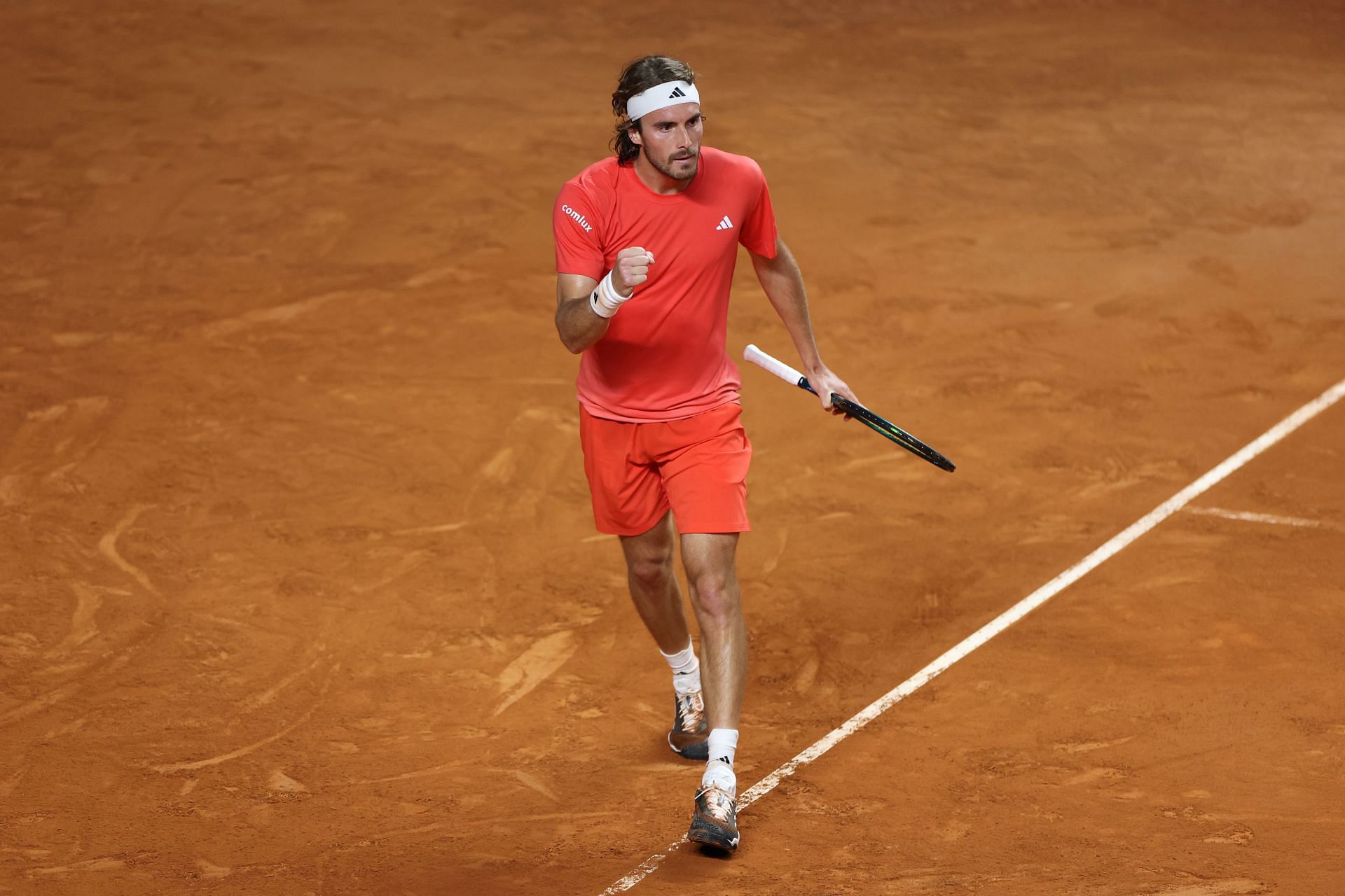 Stefanos Tsitsipas in action at the Italian Open