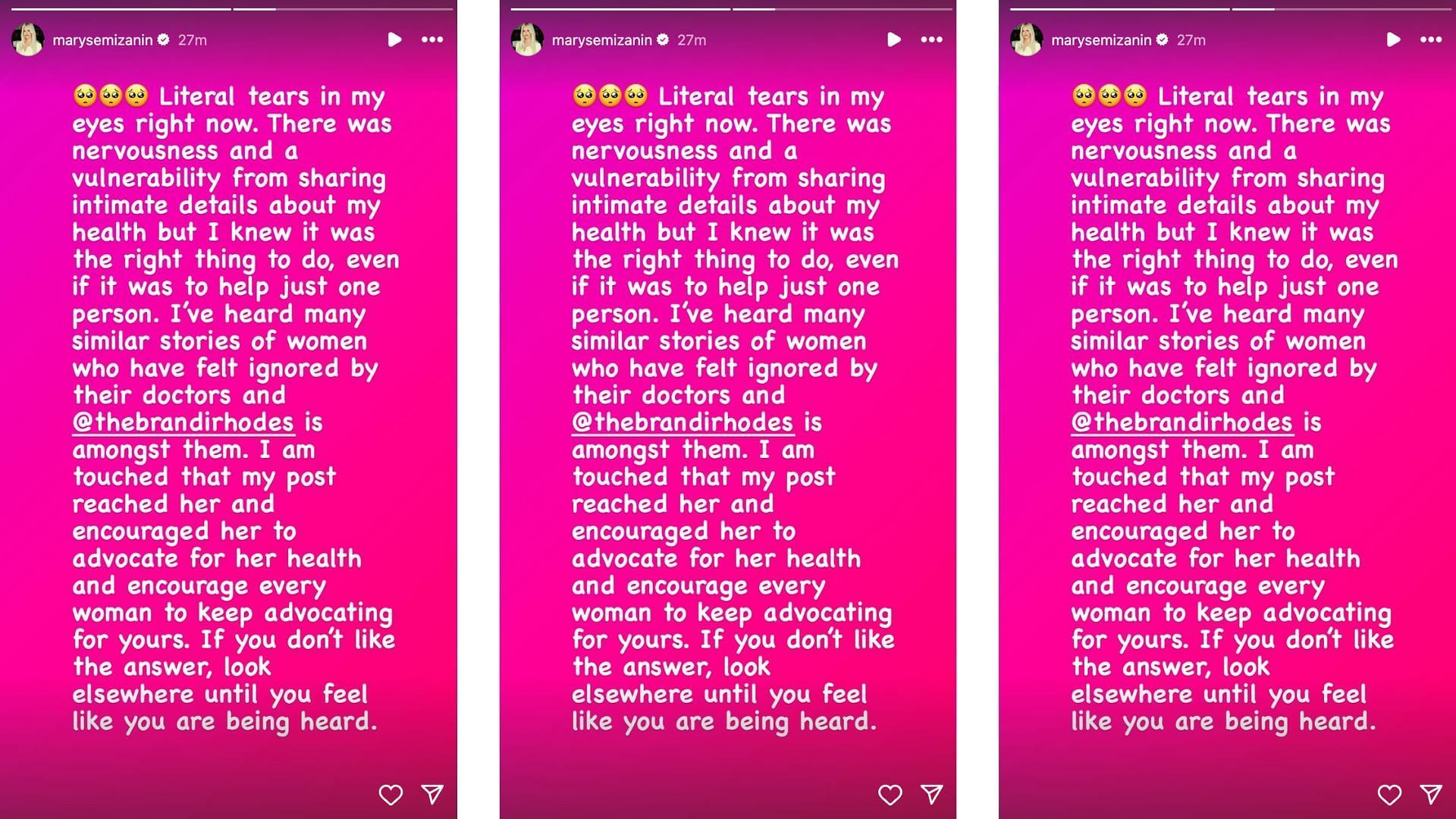 Maryse sends message to Rhodes on Instagram.