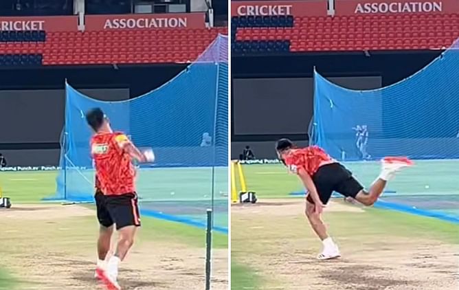 [Watch] "The only way to do great work is to love what you do" - Umran Malik trains hard ahead of SRH vs RR match IPL 2024 clash