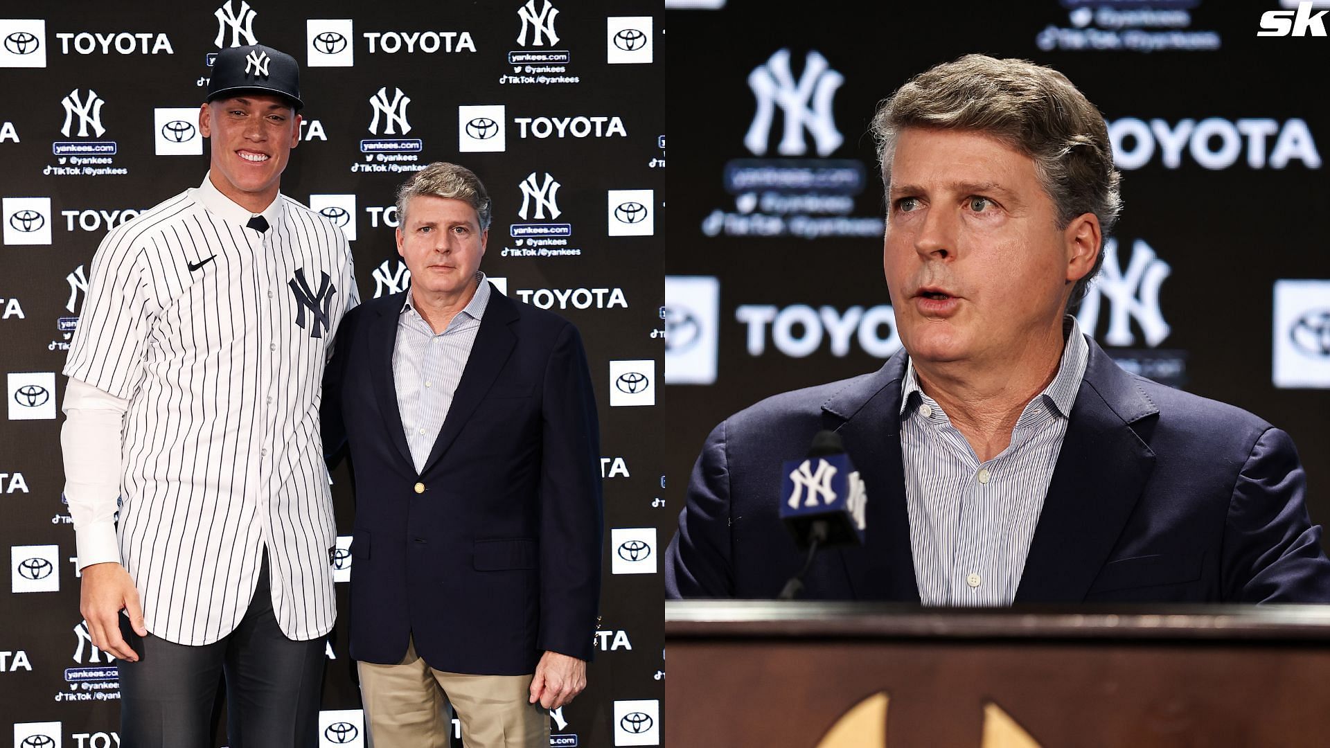 New York Yankees principal owner Hal Steinbrenner speaks during a press conference at Yankee Stadium