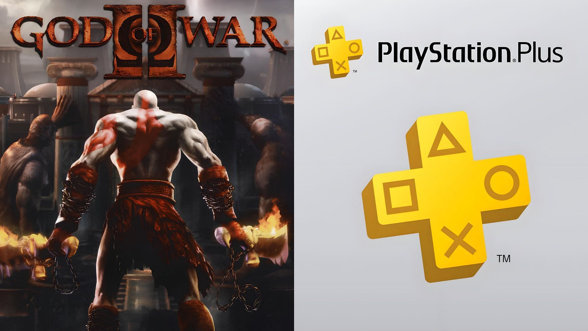 PlayStation Plus Logo and God of War 2 box art