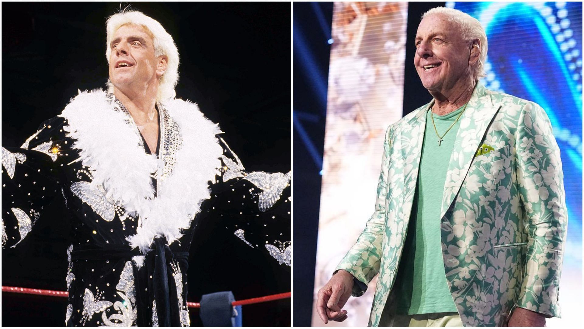 Ric Flair in the WWE ring, Flair heads to the ring on AEW Dynamite