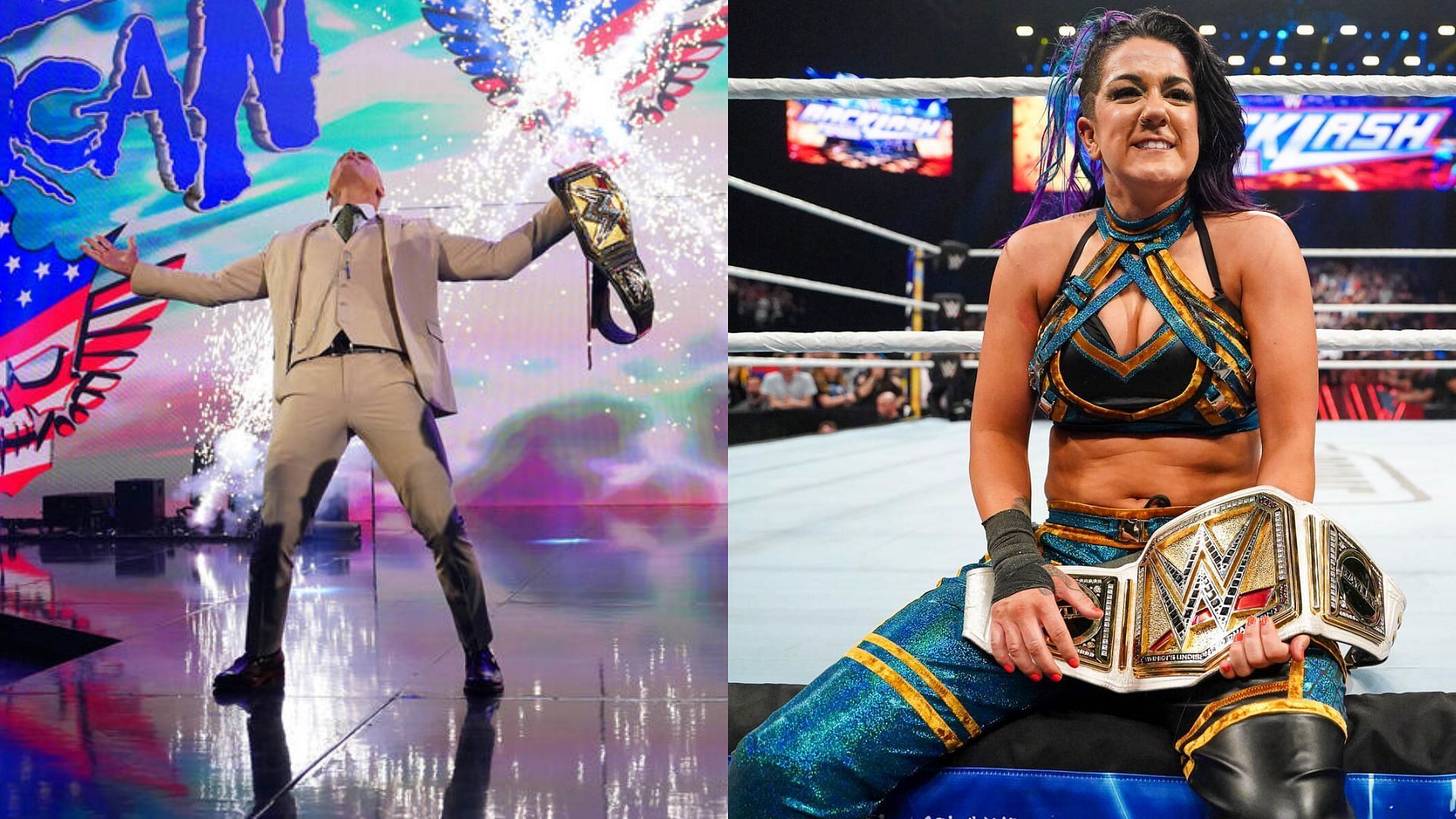 Cody Rhodes (left) and Bayley (right)